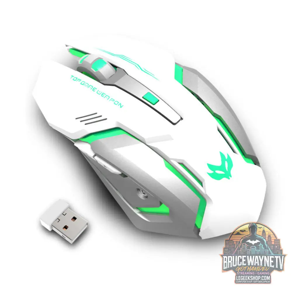 Souris Gaming Sans Fil Rechargeable Silencieuse RGB - White - Souris Gaming
