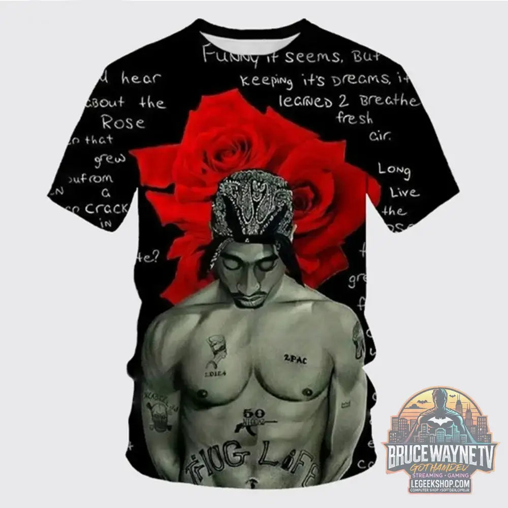 T-Shirt Homme Harajuku 2Pac Hip Hop Graphique Été - S49TX7207 / XXXL - T-Shirt Homme