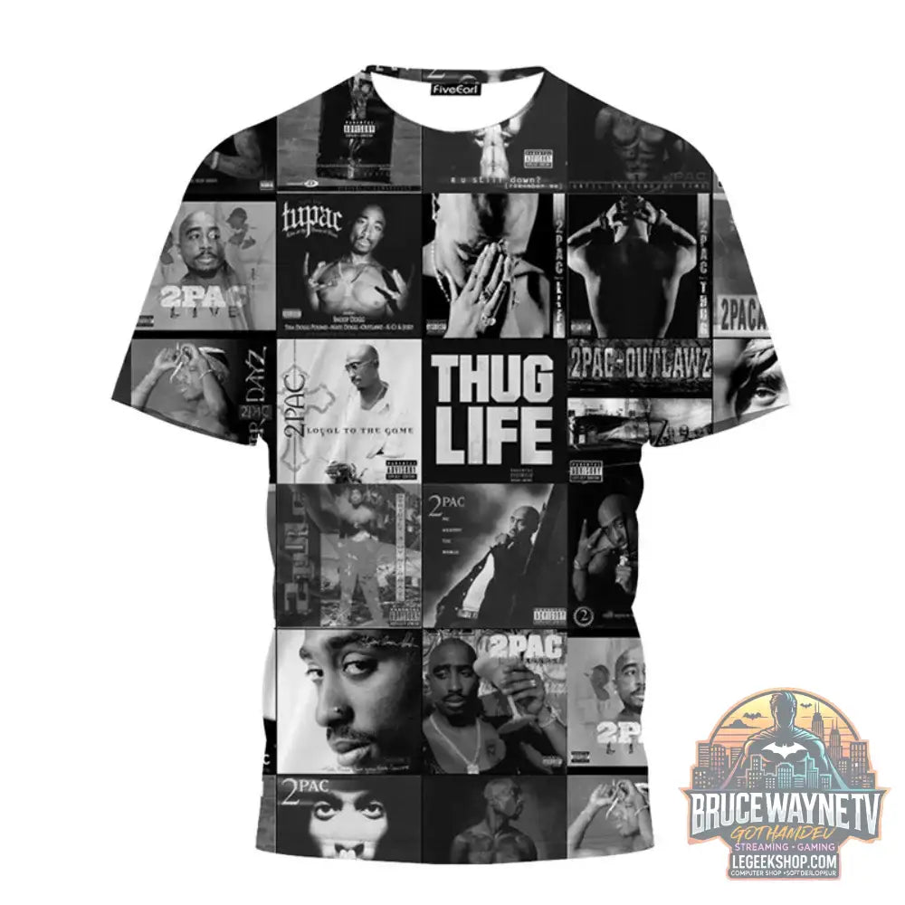 T-Shirt Homme Harajuku 2Pac Hip Hop Graphique Été - S49TX7214 / M - T-Shirt Homme