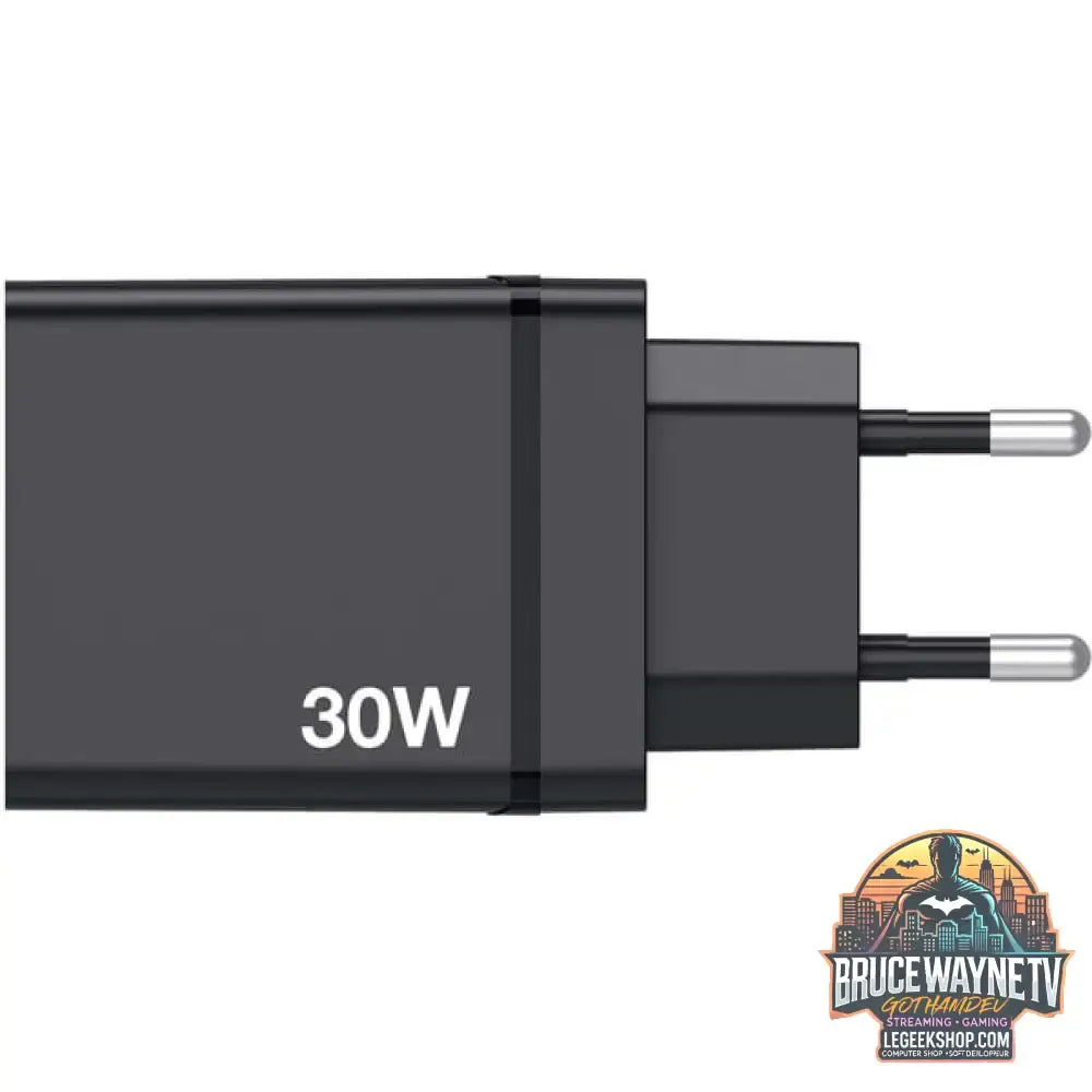 Verbatim Ladegerät 30W, 1x USB-C, 3x USB-A schwarz, PD 3.0, QC 3.0 - Verbatim - vue 4