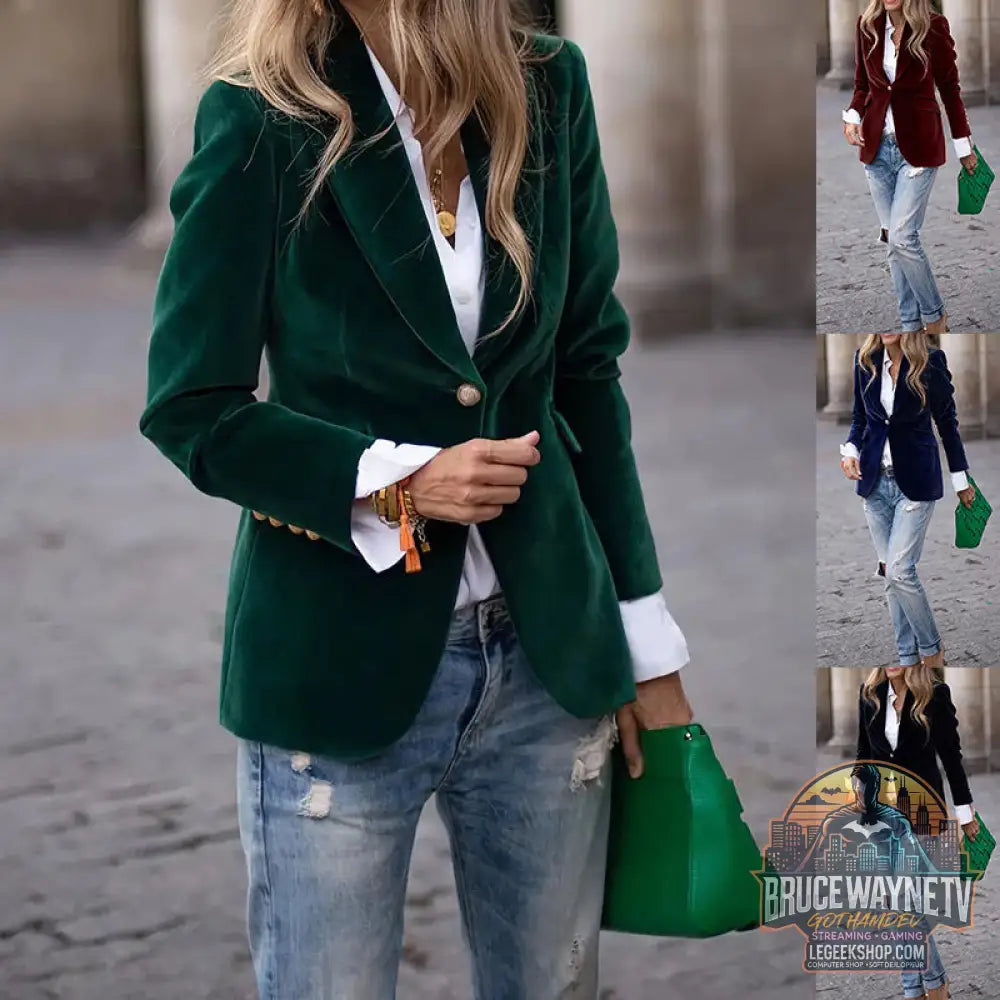 👔 Veste Blazer Femme Velours Col Revers Slim Élégante 👔 - Veste Blazer Femme
