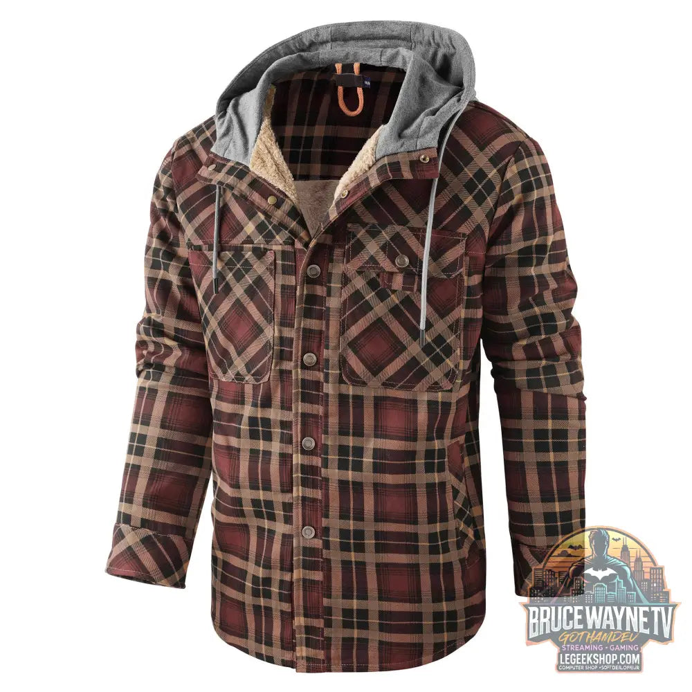 Veste Chemise Carreaux Homme Doublée Polaire Capuche Hiver - Veste Chemise Homme