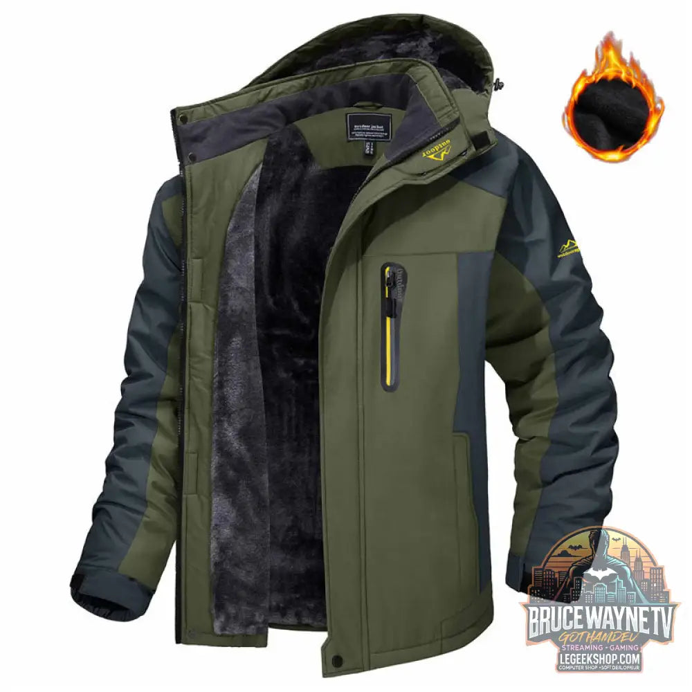 Veste Hiver Homme Capuche Polaire Imperméable Coupe-Vent - Army Green / XXL - Veste Homme