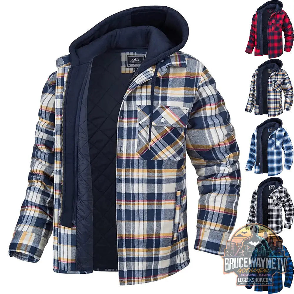 🧥 Veste Homme Carreaux Capuche Rembourrée Hiver Chaud 🧥 - Veste Homme