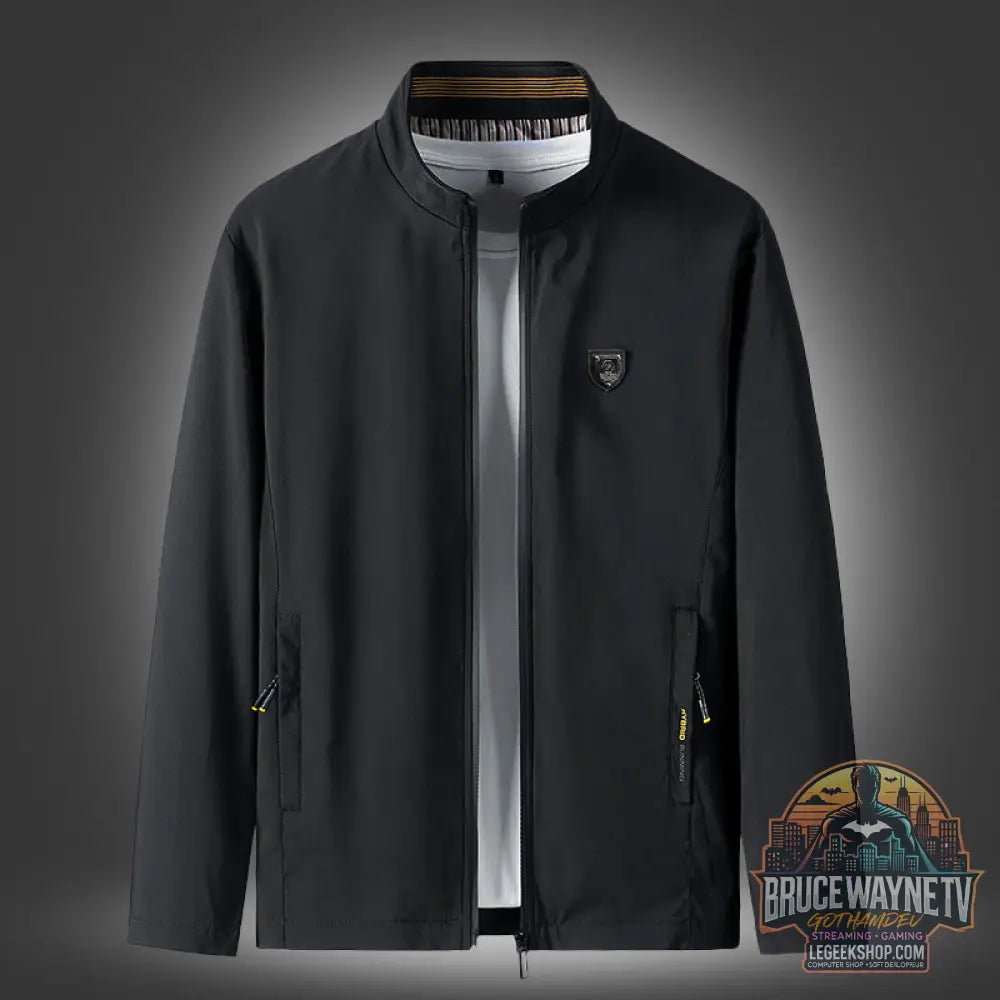 Veste Homme Casual Col Montant Zip Printemps Automne - Black / M - Veste Homme
