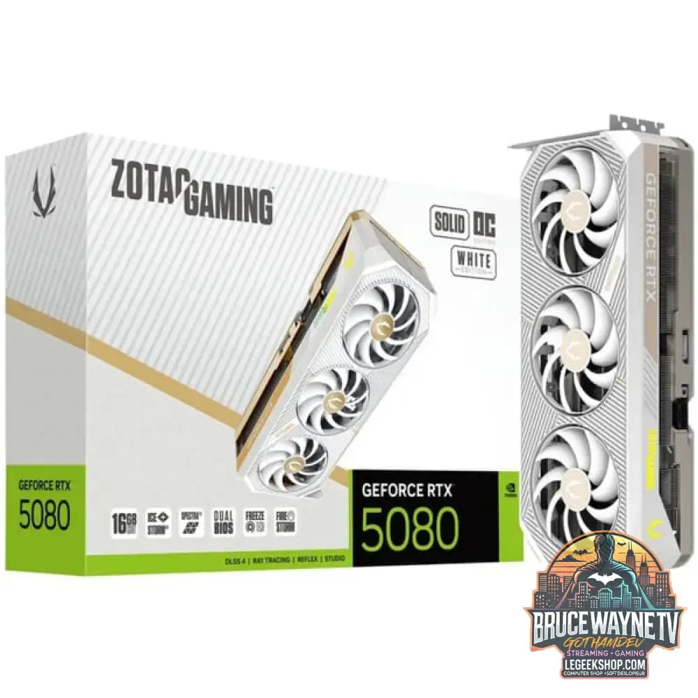ZOTAC GeForce RTX 5080 SOLID OC White Edition, carte graphique DLSS 4, 3x DisplayPort, 1x HDMI 2.1 - ZOTAC