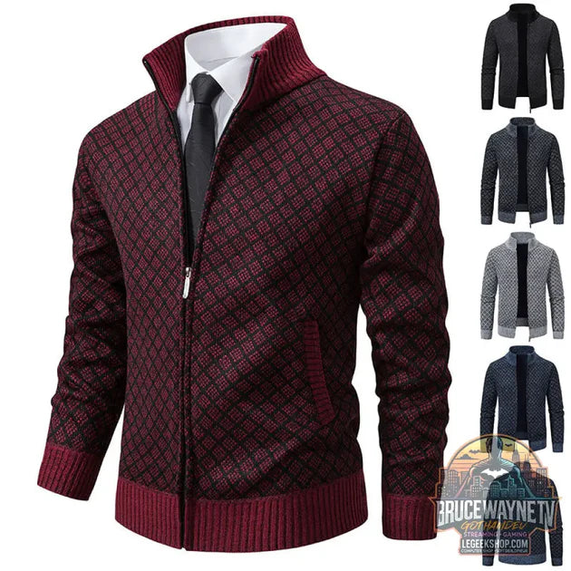 Guide d'achat : Cardigan Homme Carreaux Épais Zip Col Montant Hiver