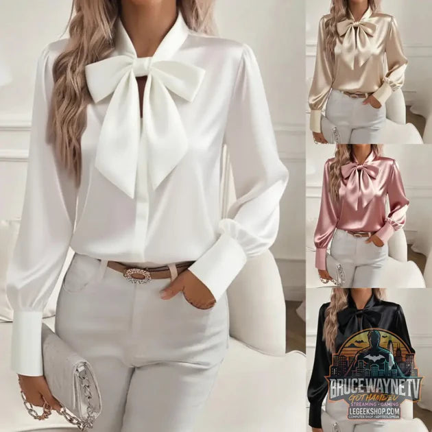 Guide d'achat : 🎀 Chemise Satin Nœud Femme - Couleur Unie Casual Polyvalente 🎀
