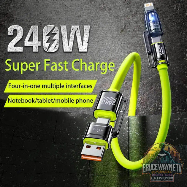 Guide d'achat : Câble Kirsite 4-en-1 – 240W Charge Ultra-Rapide | USB-C & Lightning Multi-Fonction