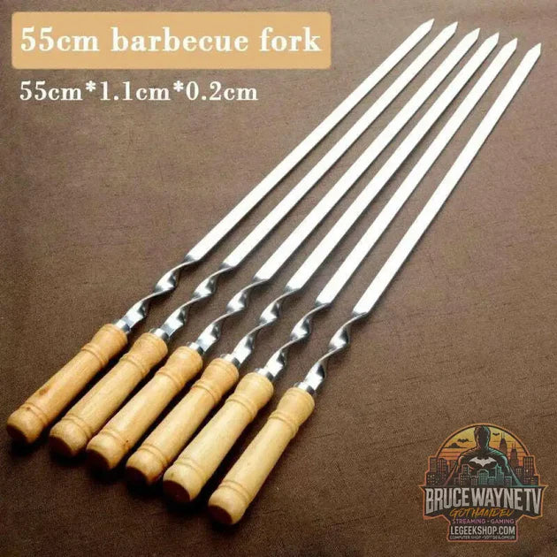Guide d'achat : Bâtonnets de gril d'extérieur en acier inoxydable, modules de barbecue, Wers, manche long, Shish Kebab, fourcommuniste en bois, sacs de gril, 55cm