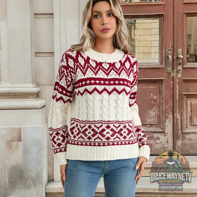 Guide d'achat : Pull Femme Jacquard Rétro Tricoté Loose Pullover