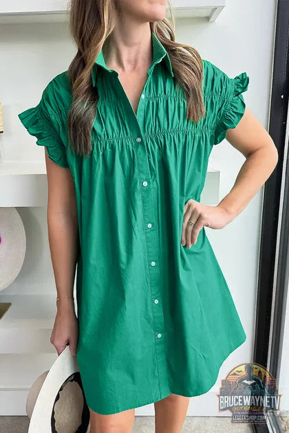 Robe Chemise Courte Femme – Vert Vif · Boutonnée · Manches Volantées · Fronce vs Robe Longue Femme – Floral Vert · Col Carré · Dos Nu · Volants · Taille Haute : quel Robe Femme choisir ?