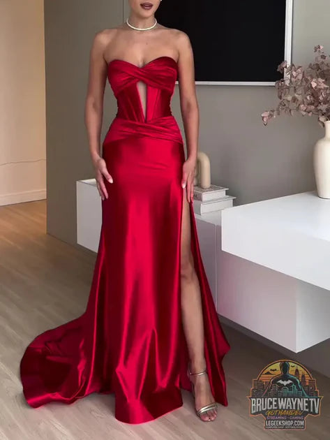 Guide d'achat : Robe Soirée Longue Rouge Bustier Fendue Élégante