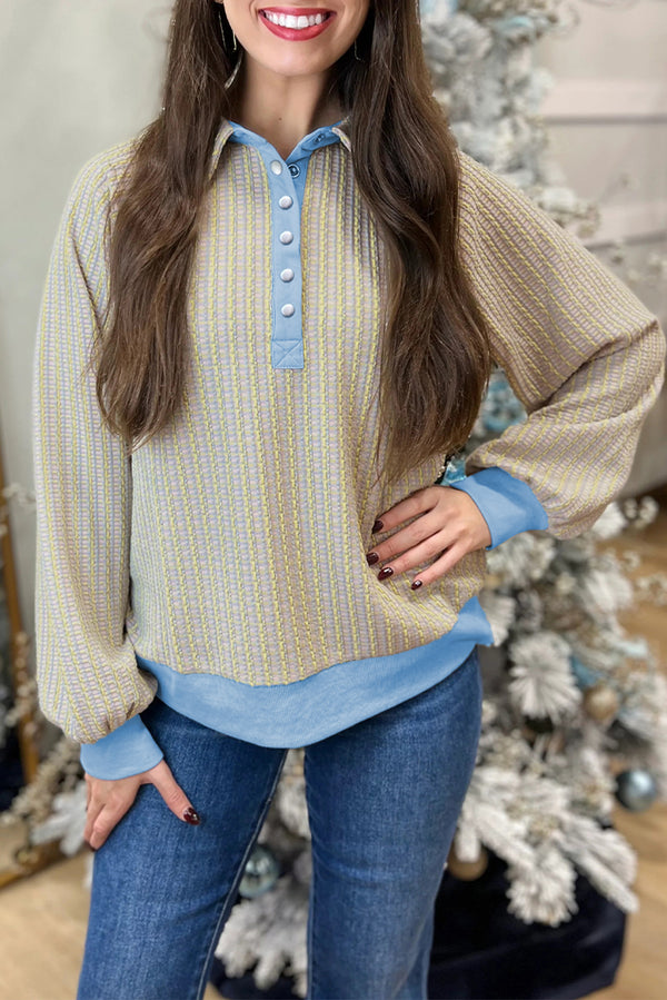 Sweat femme boutonnée — bleu ciel