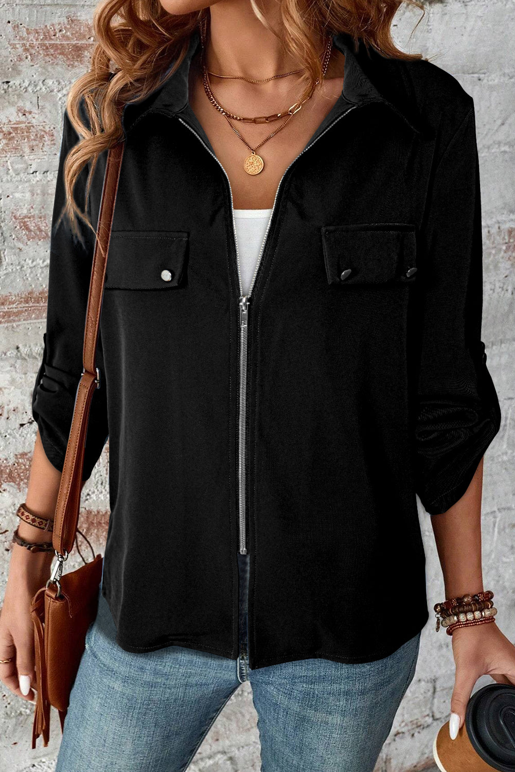 Veste zip — noir