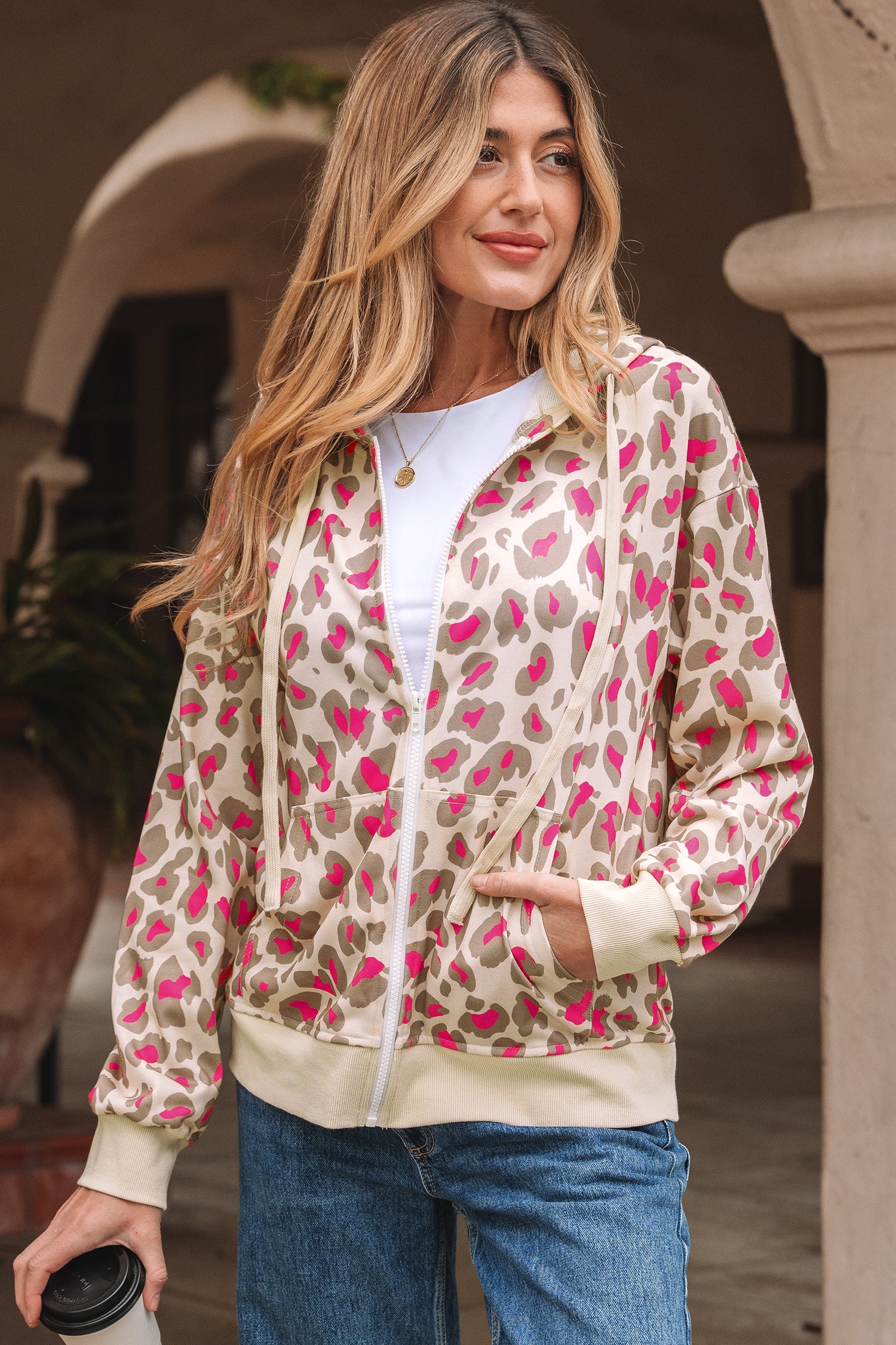 Rose Leopard Print Zip — détail Tops/Sweatshirts & Hoodies, vue 8, LeGeekShop
