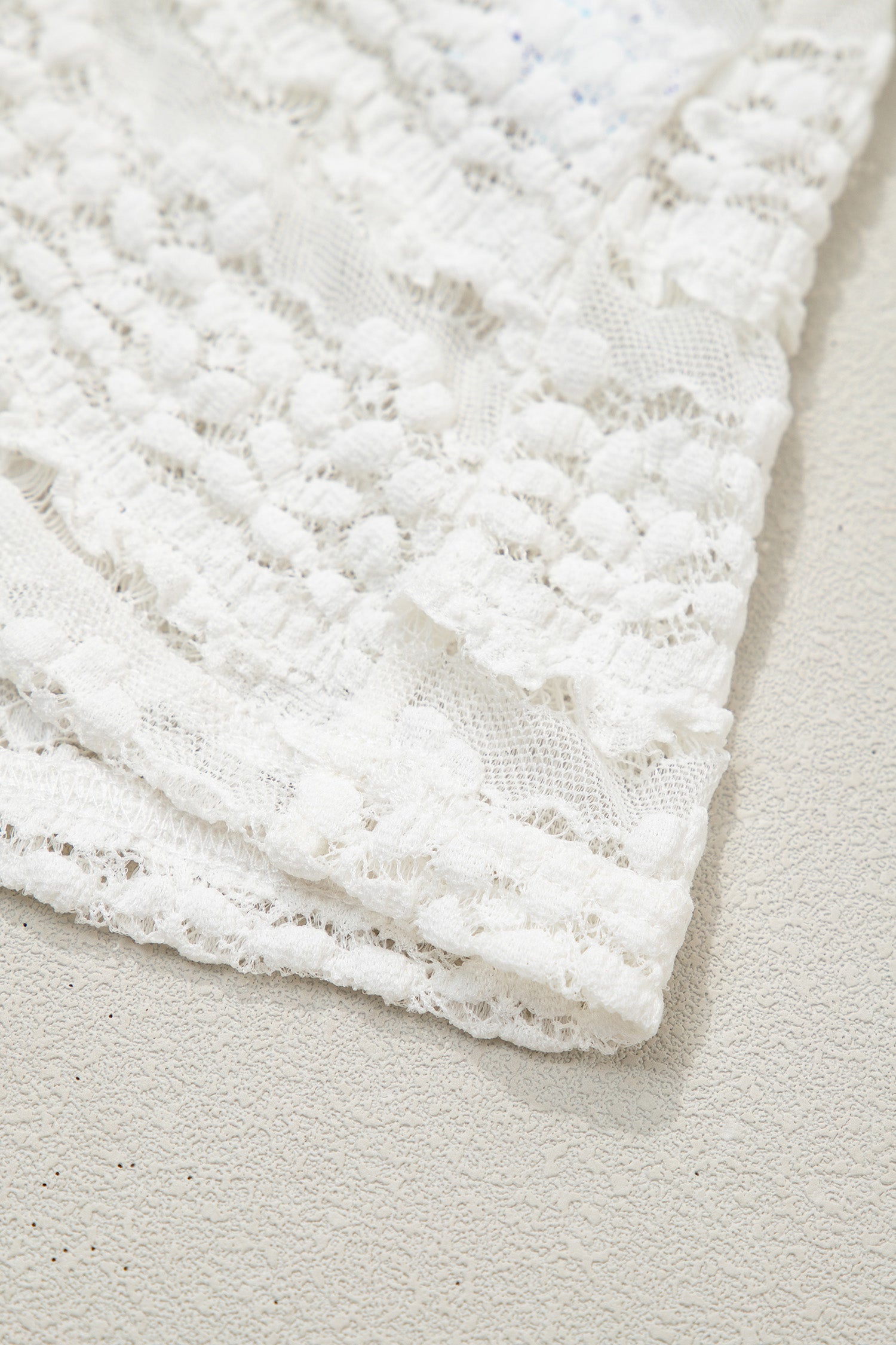 White Sheer Lace Short Sleeve Top