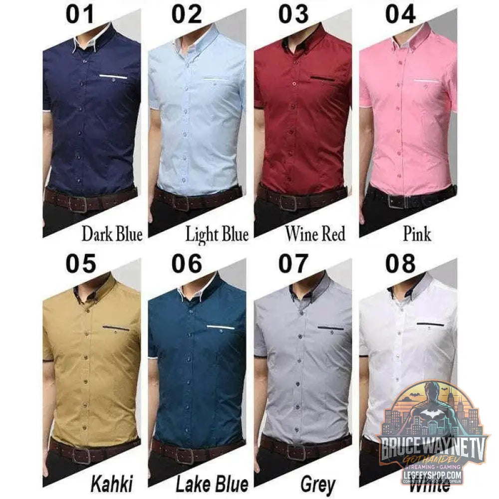 Chemise d'affaires à manches courtes pour hommes, chemise de smoking, col rabattu, grande taille, 5XL, nouveauté, été, 2024 - Legeekshop