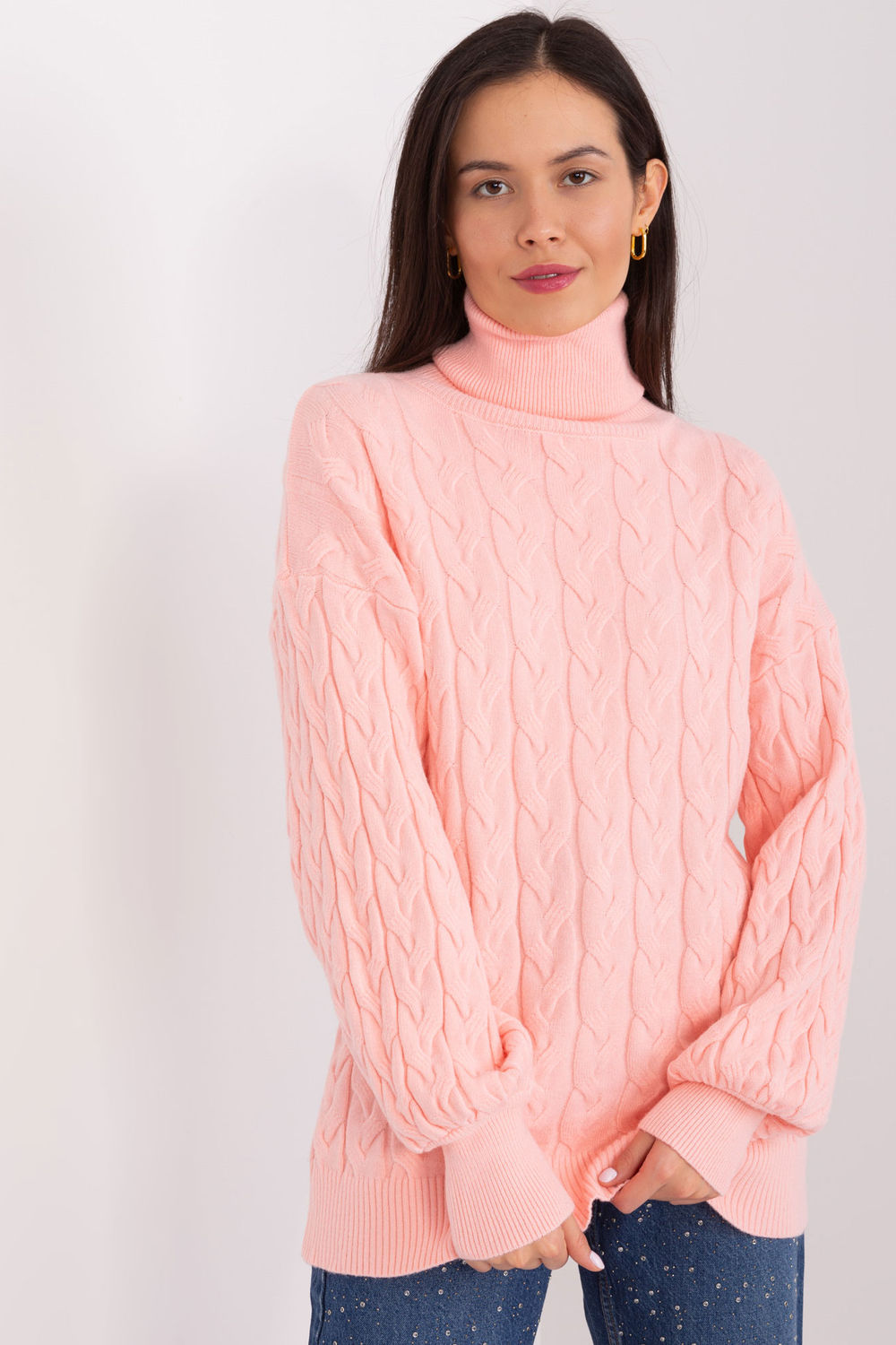 Pull femme AT Col Roulé Col — orange