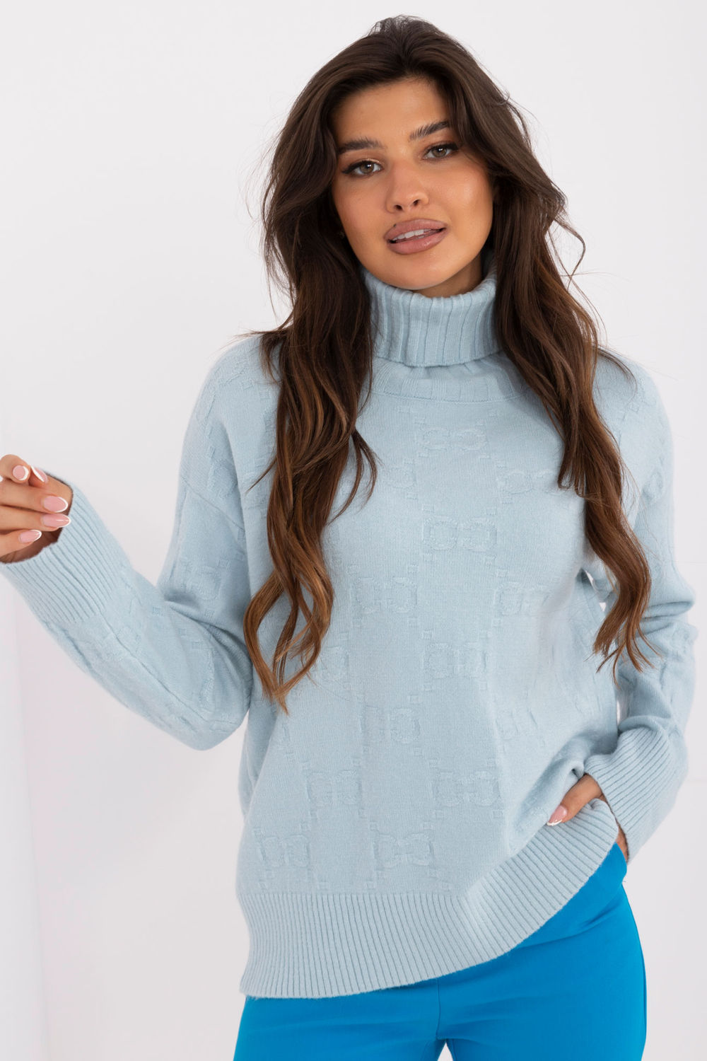 Pull femme AT Col Roulé Col — bleu