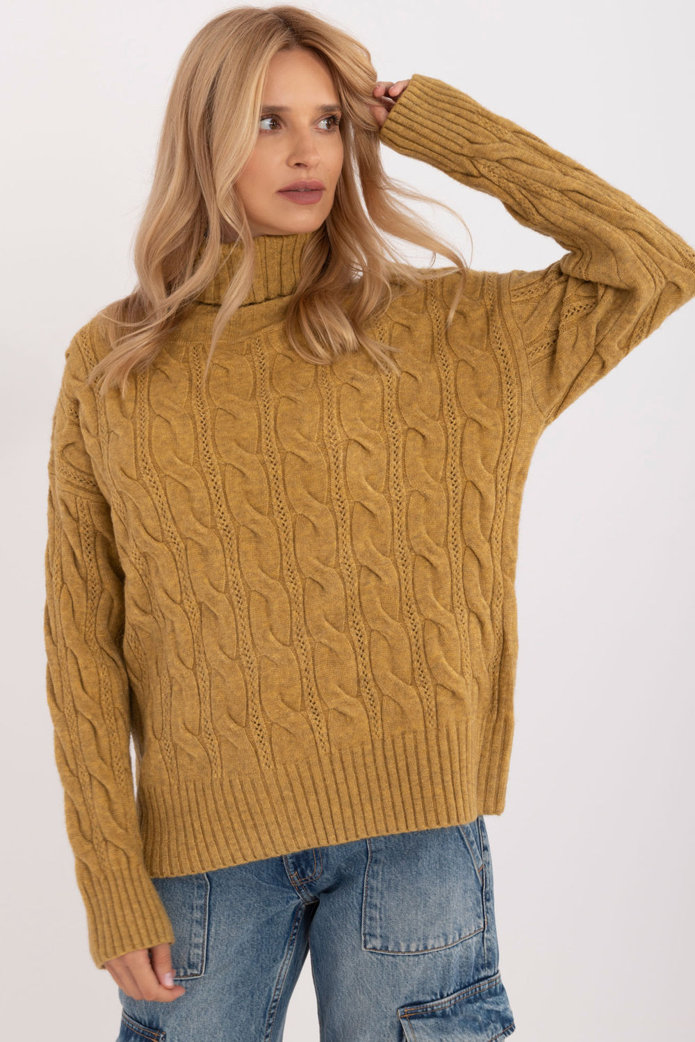 Pull femme AT Col Roulé Col — vert