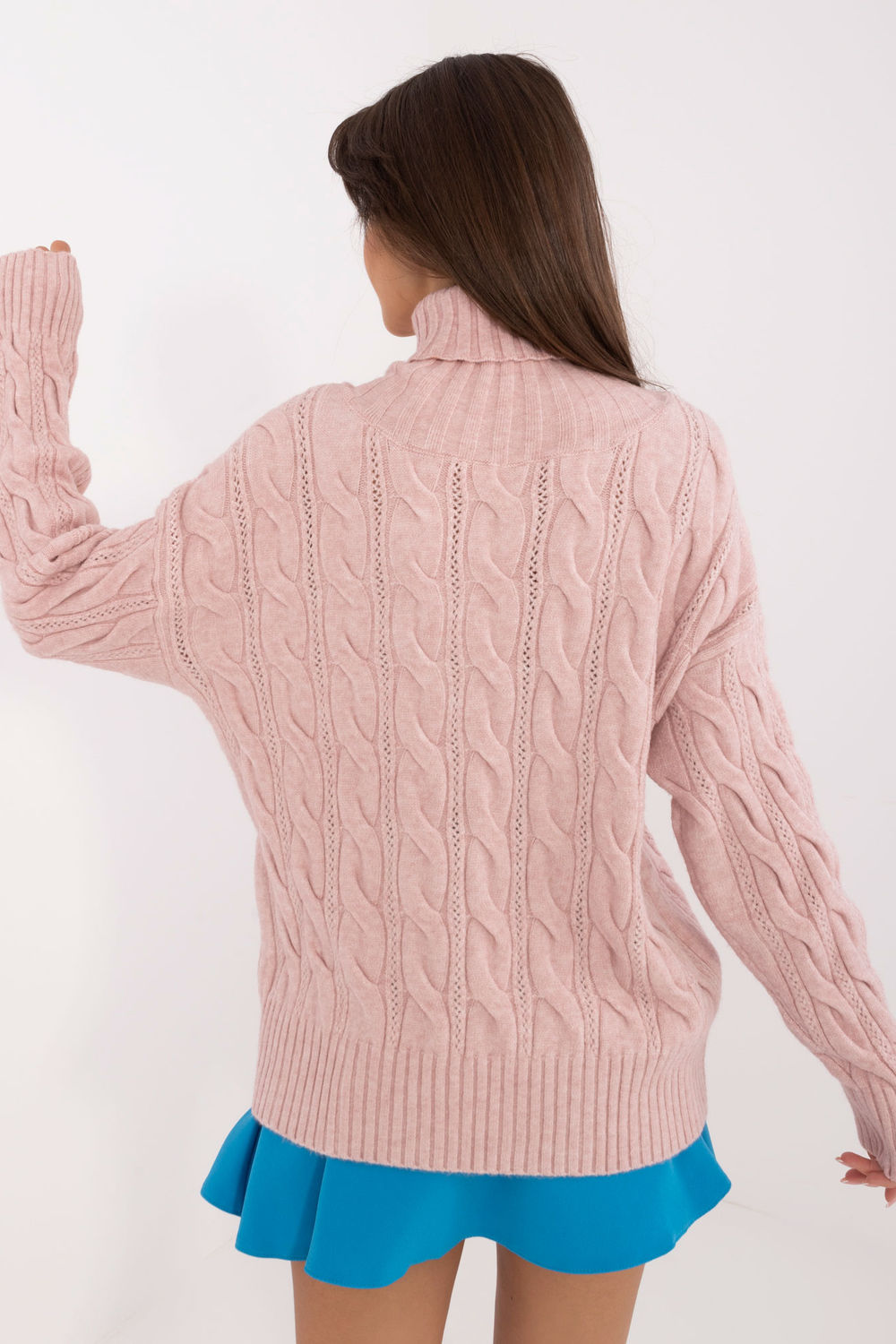 Pull femme AT Col Roulé Col — rosé