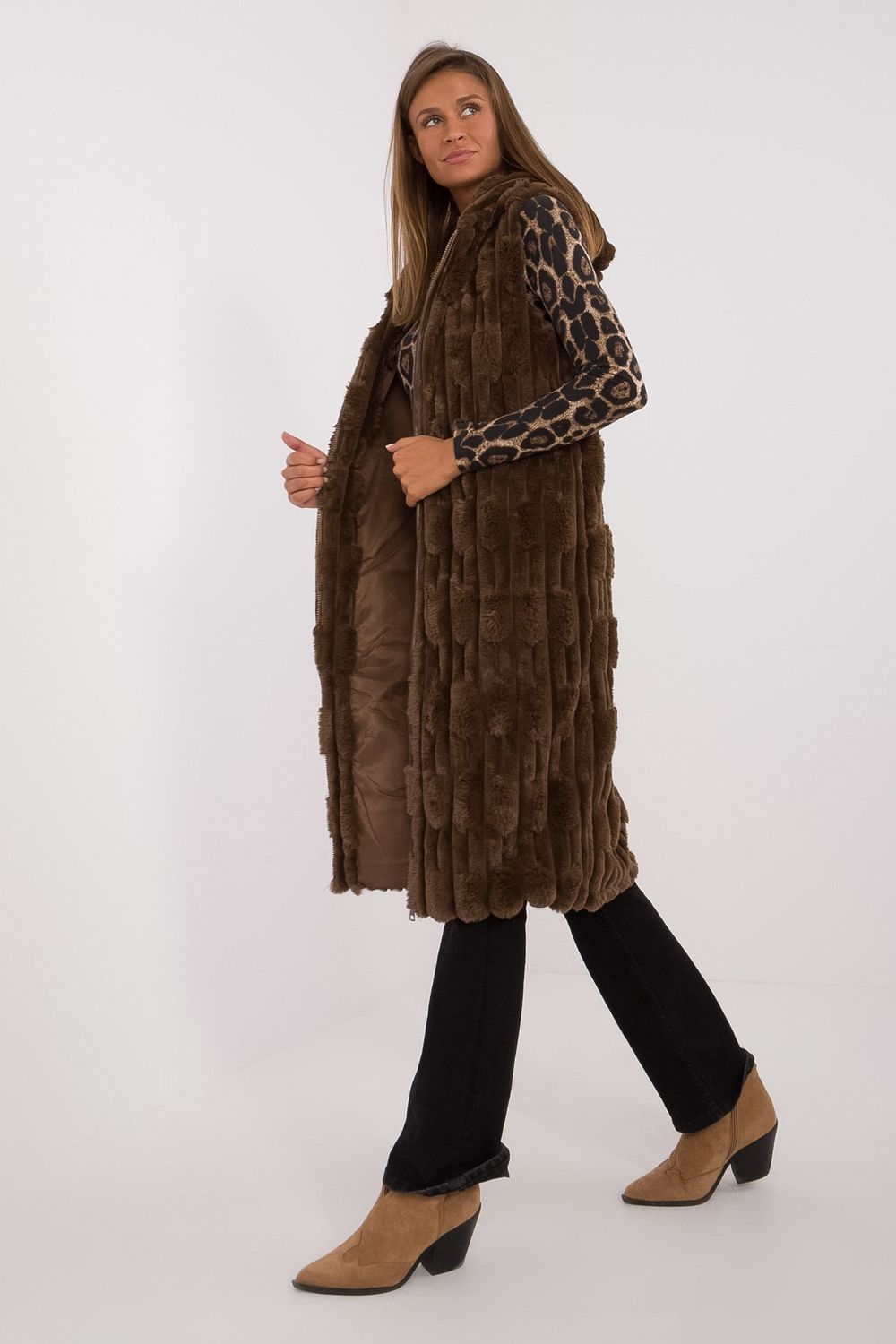 Gilet femme AT — brun