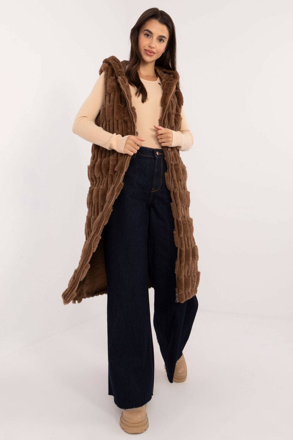 Gilet femme AT — brun
