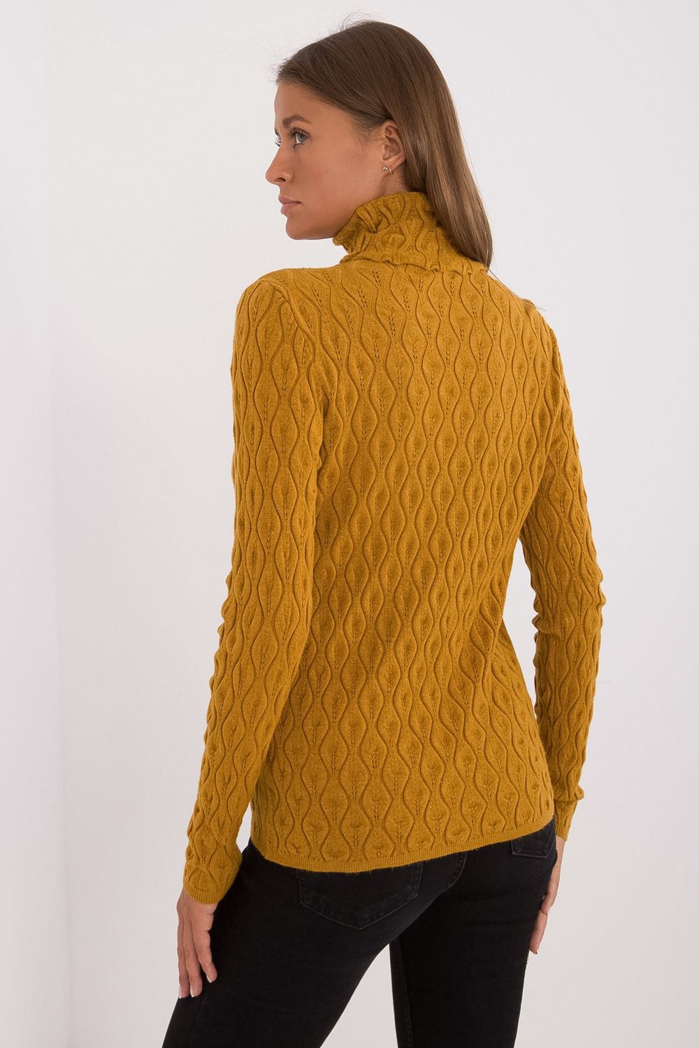 Pull femme AT Col Roulé Col — jaune