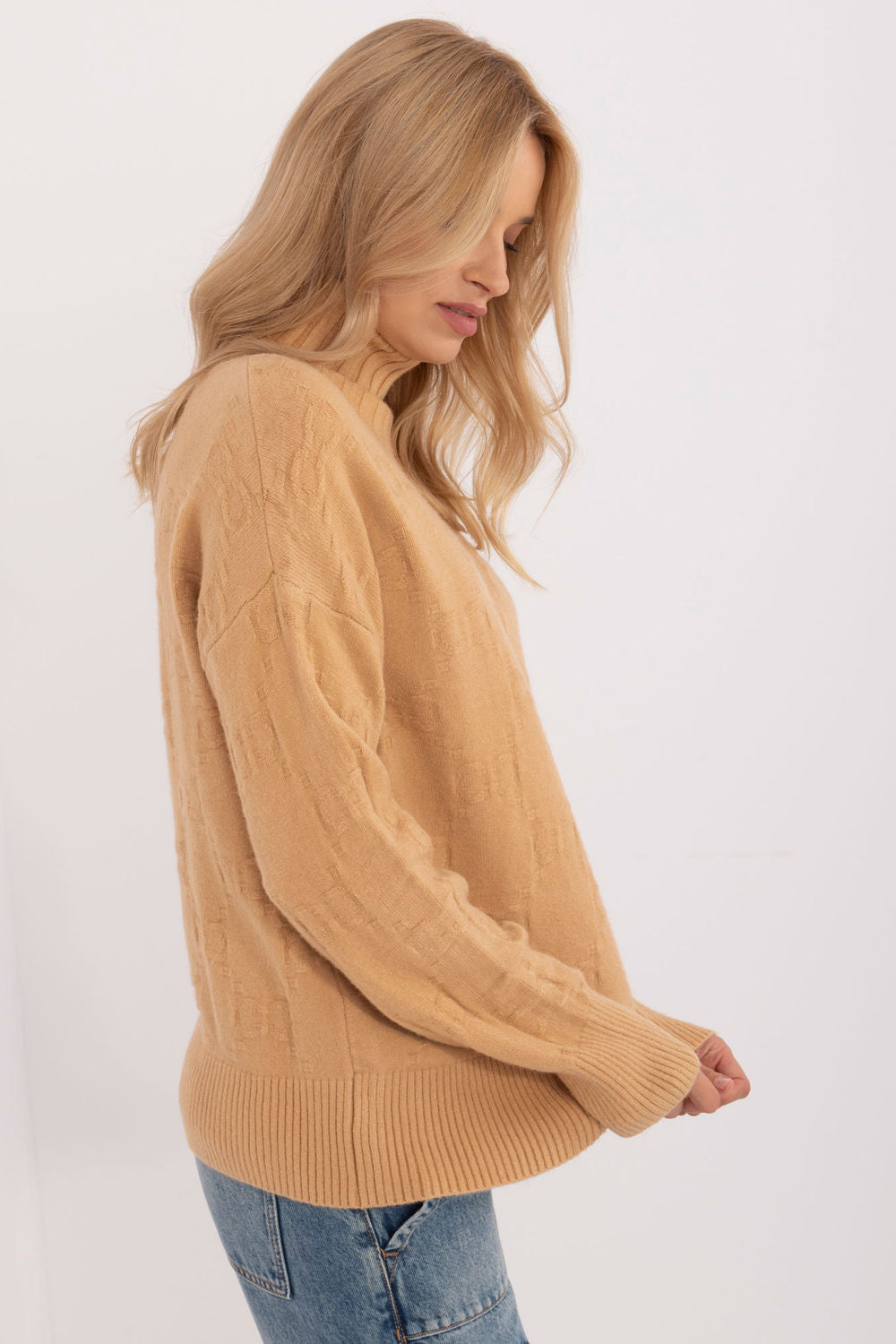 Pull femme AT Col Roulé Col — brun