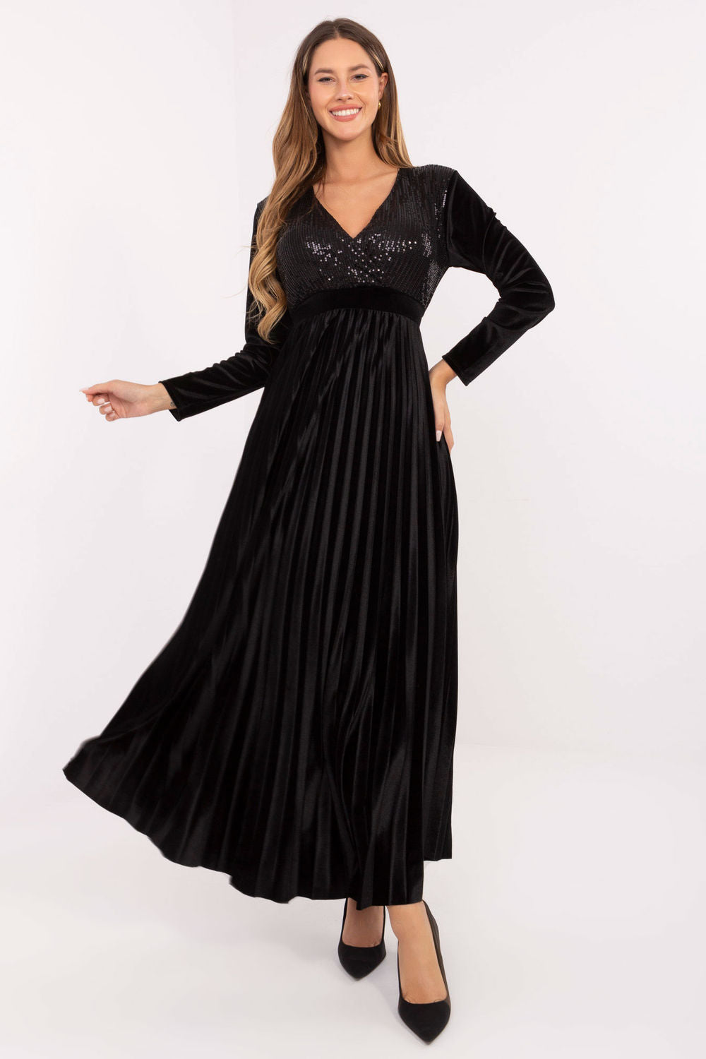 Robe femme Italy Moda Longue Longue — noir