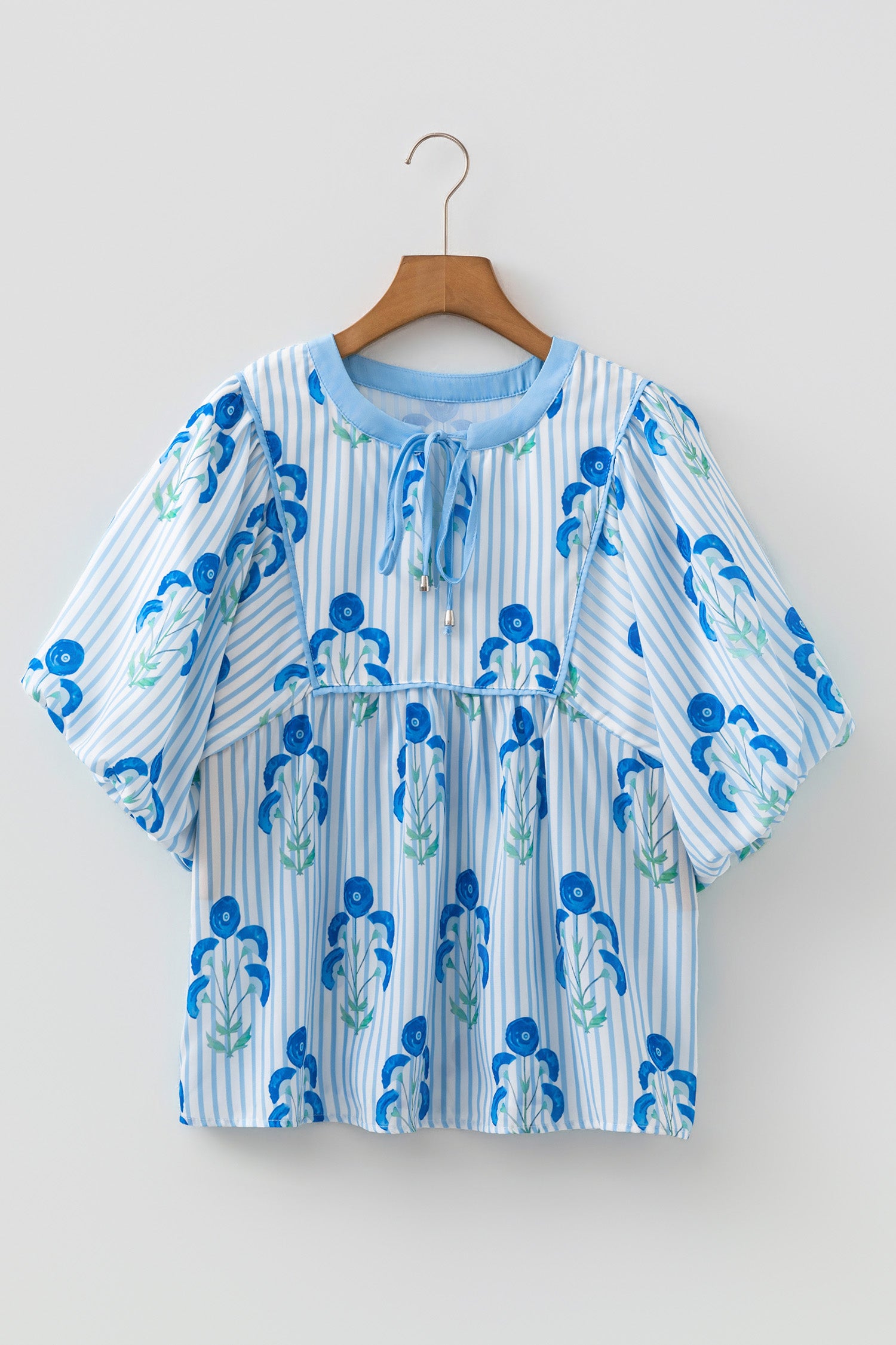 Sky Blue Floral Print — Tops/Blouses & Shirts, vue 5, LeGeekShop