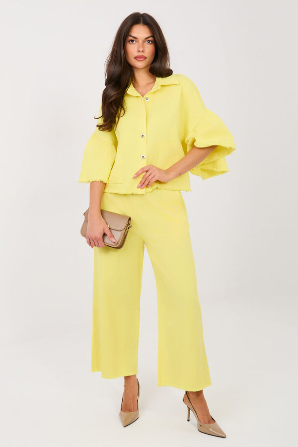 Chaussures à talons femme Italy Moda Pantalon Pantalon — jaune