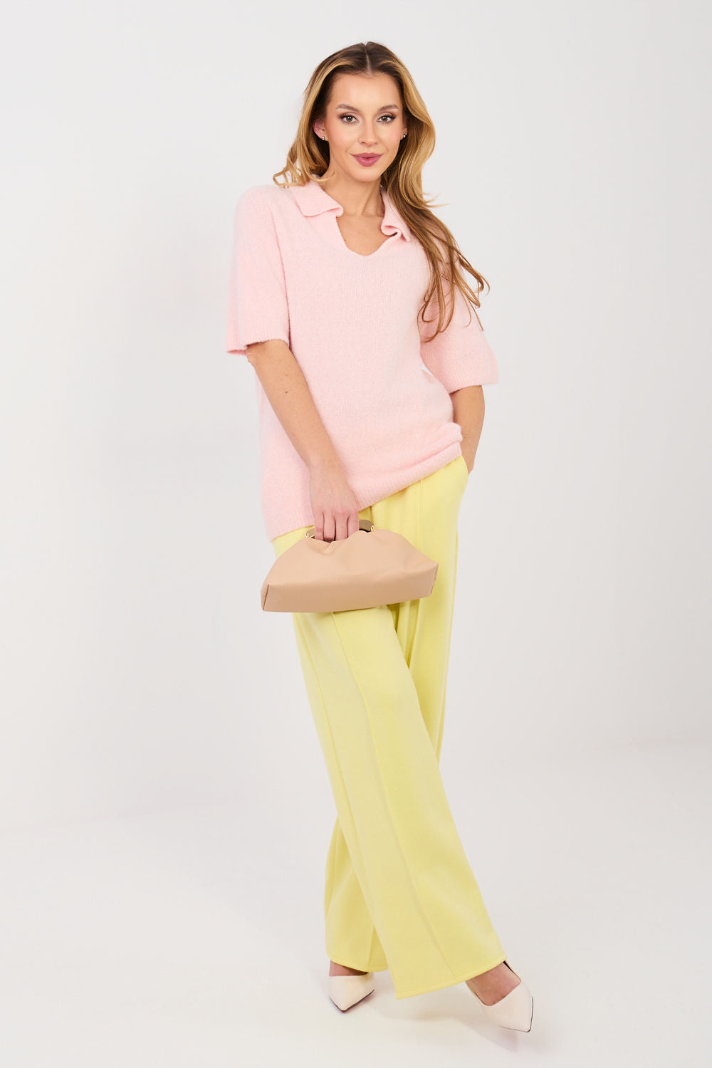 Pull femme Italy Moda À Manches Courtes — rosé