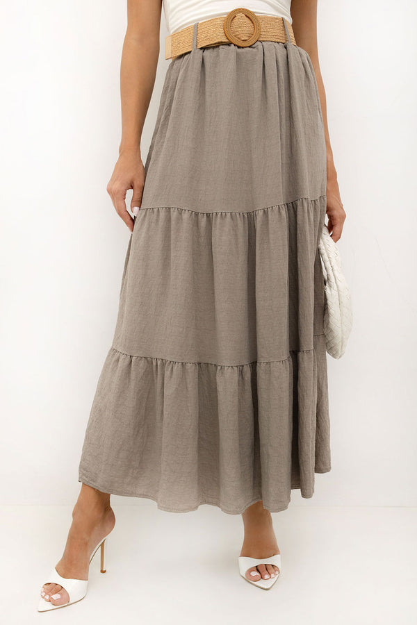 Jupe femme Italy Moda Longue Longue — beige