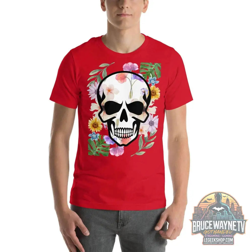 T-shirt Unisexe à Imprimé Crâne et Fleurs - Mode Estivale | Wayne Outfitters - Legeekshop