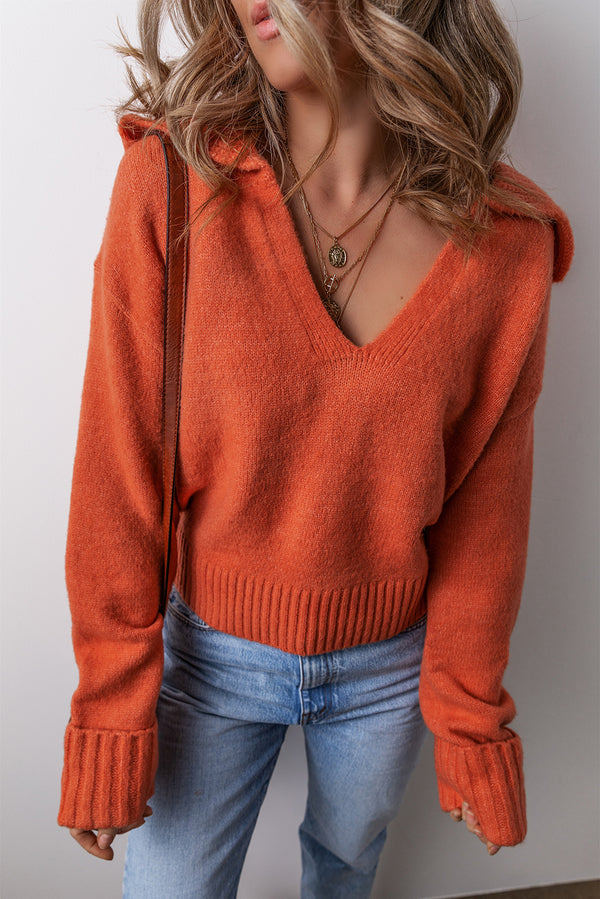 Pull femme col V, côtelé