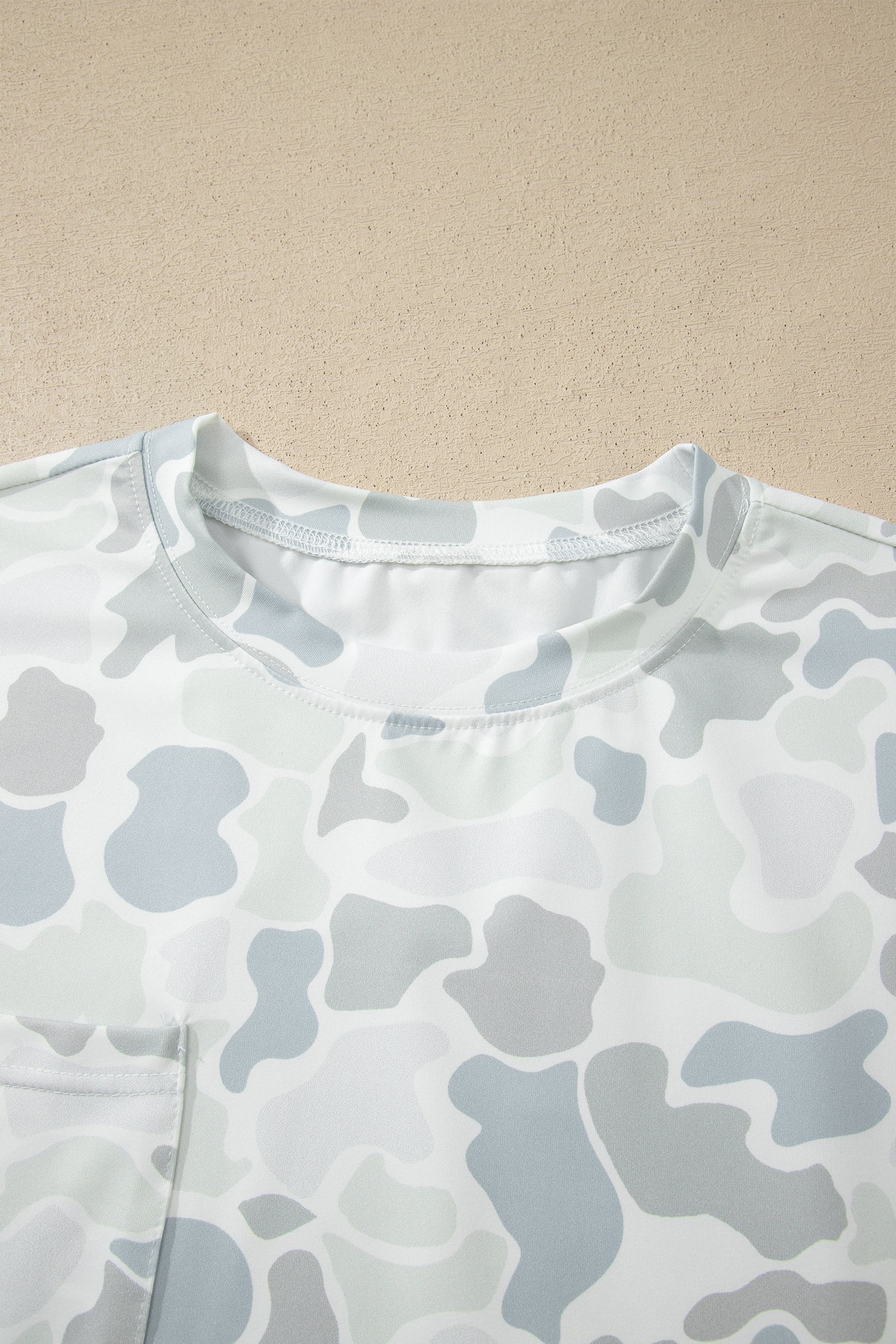 Multicolour Camouflage Print Casual Tee Drawstring Short Set