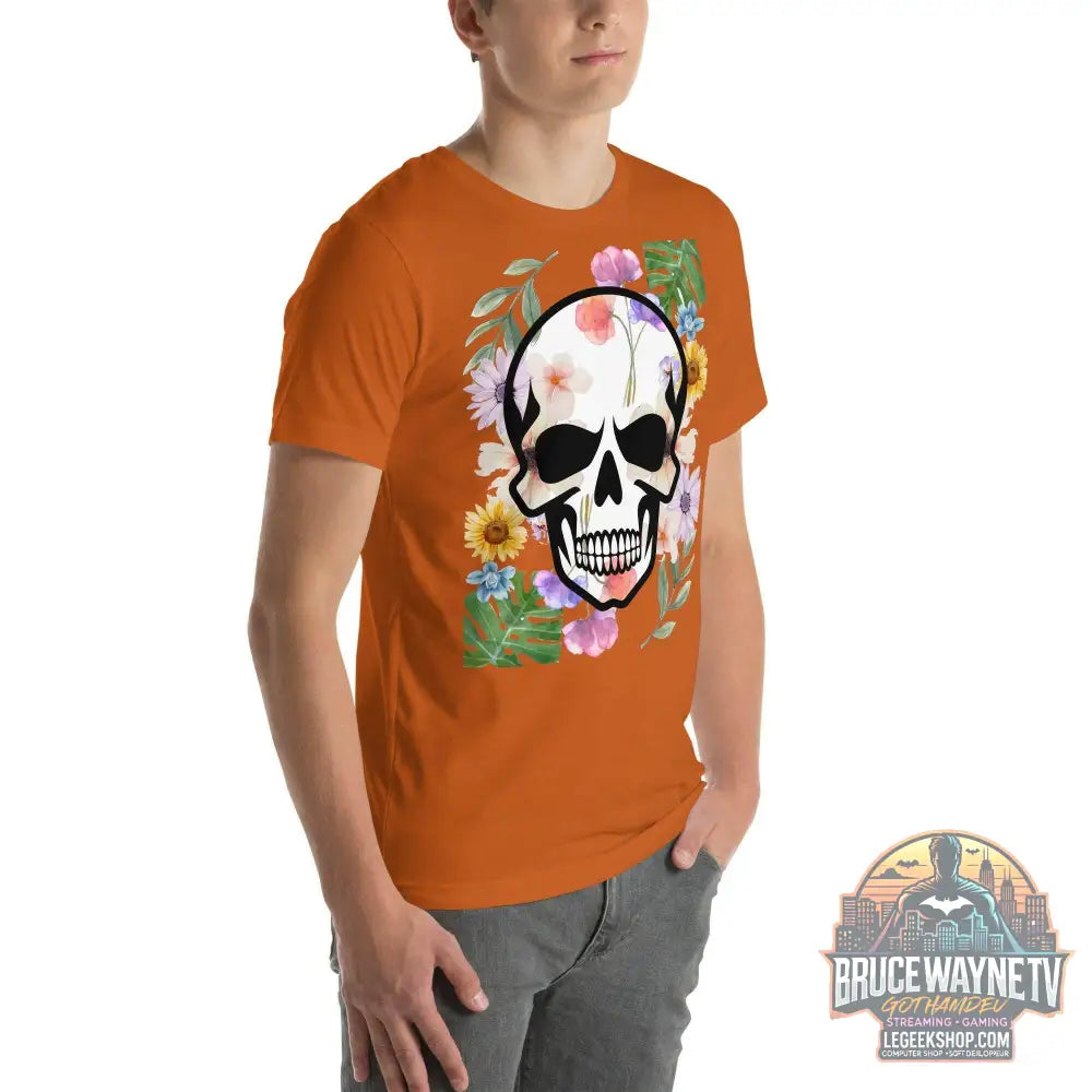 T-shirt Unisexe à Imprimé Crâne et Fleurs - Mode Estivale | Wayne Outfitters - Legeekshop