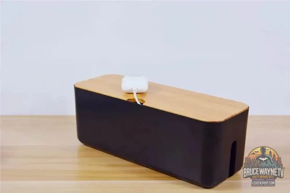 🔌 Boîte de Rangement Câbles avec Couvercle Bambou – Organisateur de Bureau Moderne - Legeekshop