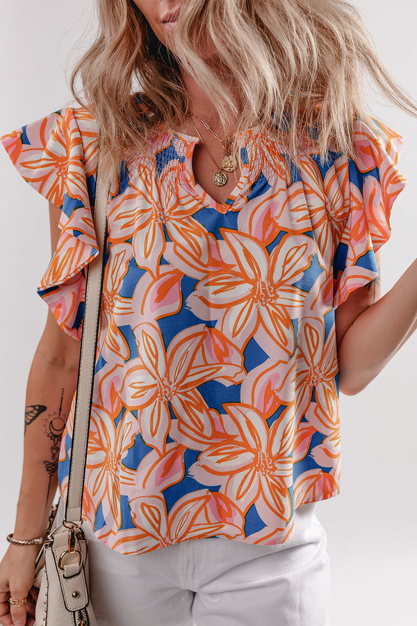 Blouse femme à volants — orange