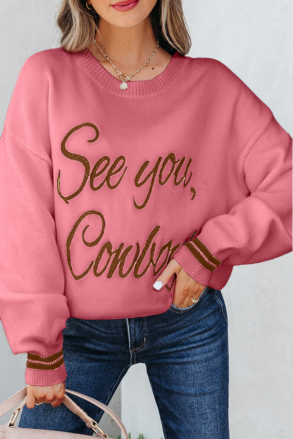 Pull femme brodé, graphique