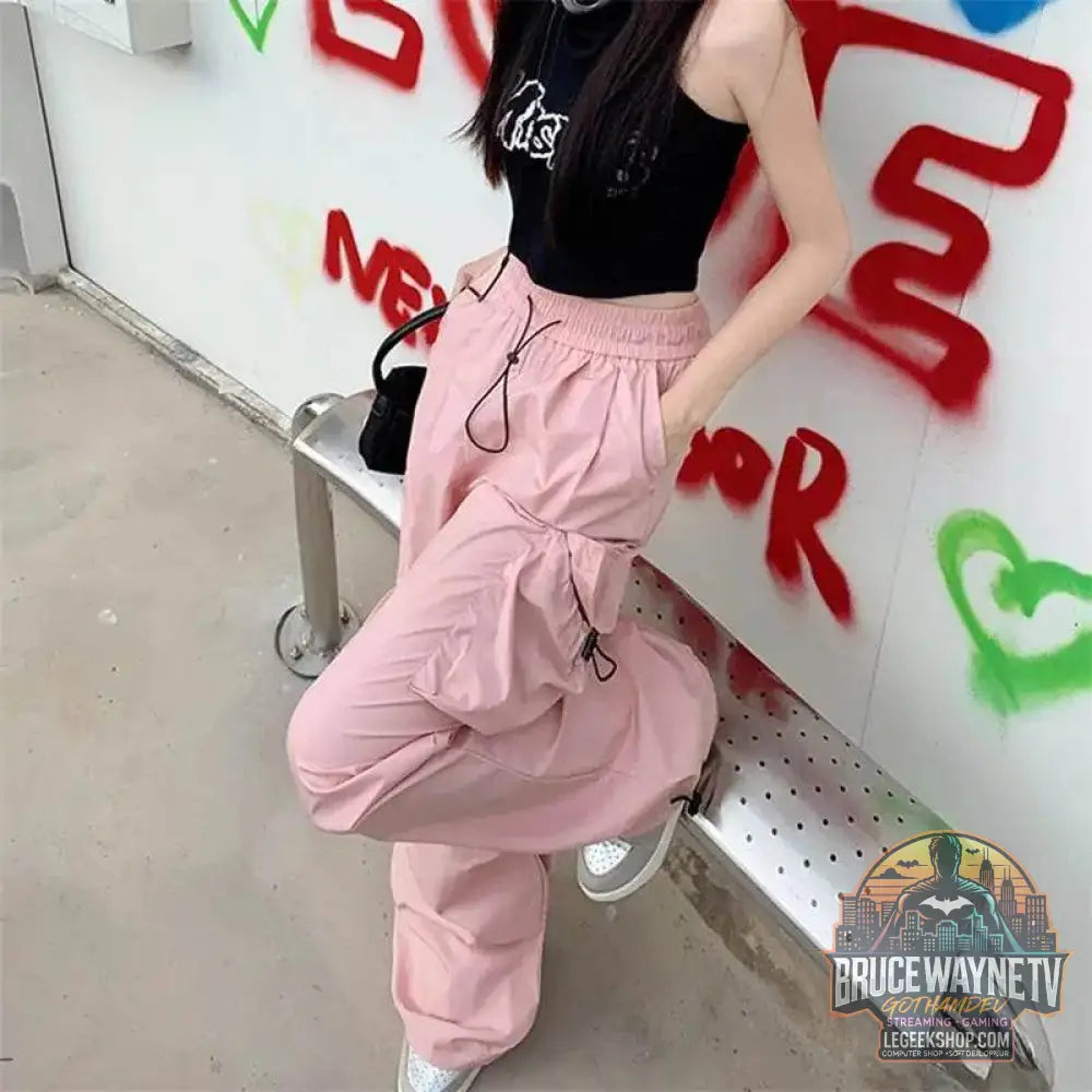 Pantalon de survêtement baggy à jambes larges pour femmes, pantalon noir parachute Y2K, Streetwear Hiphelicopter, poches surdimensionnées, Cargo FjHarajuku | Wayne Outfitters - Legeekshop