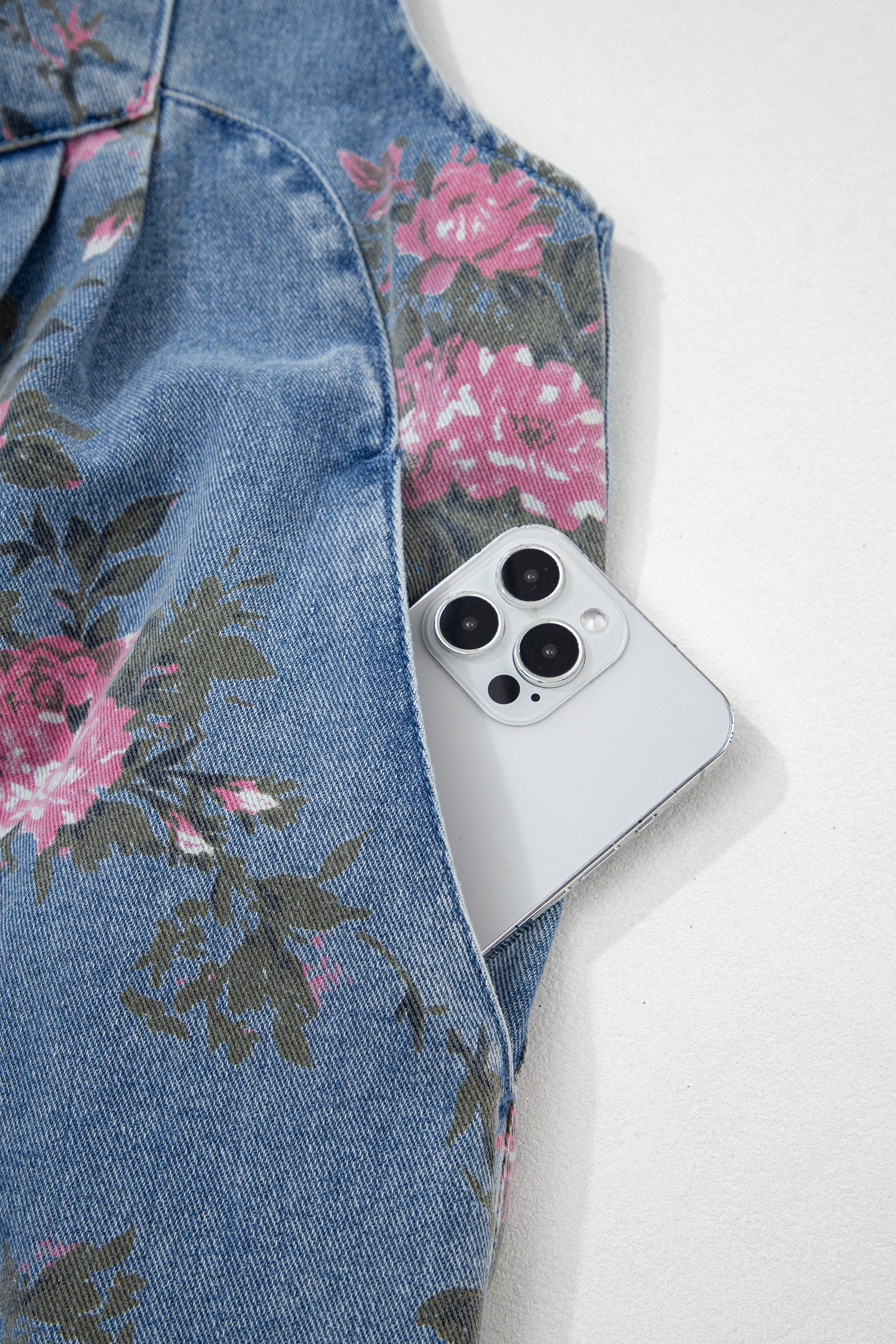 Myosotis Floral Print Denim Shortalls