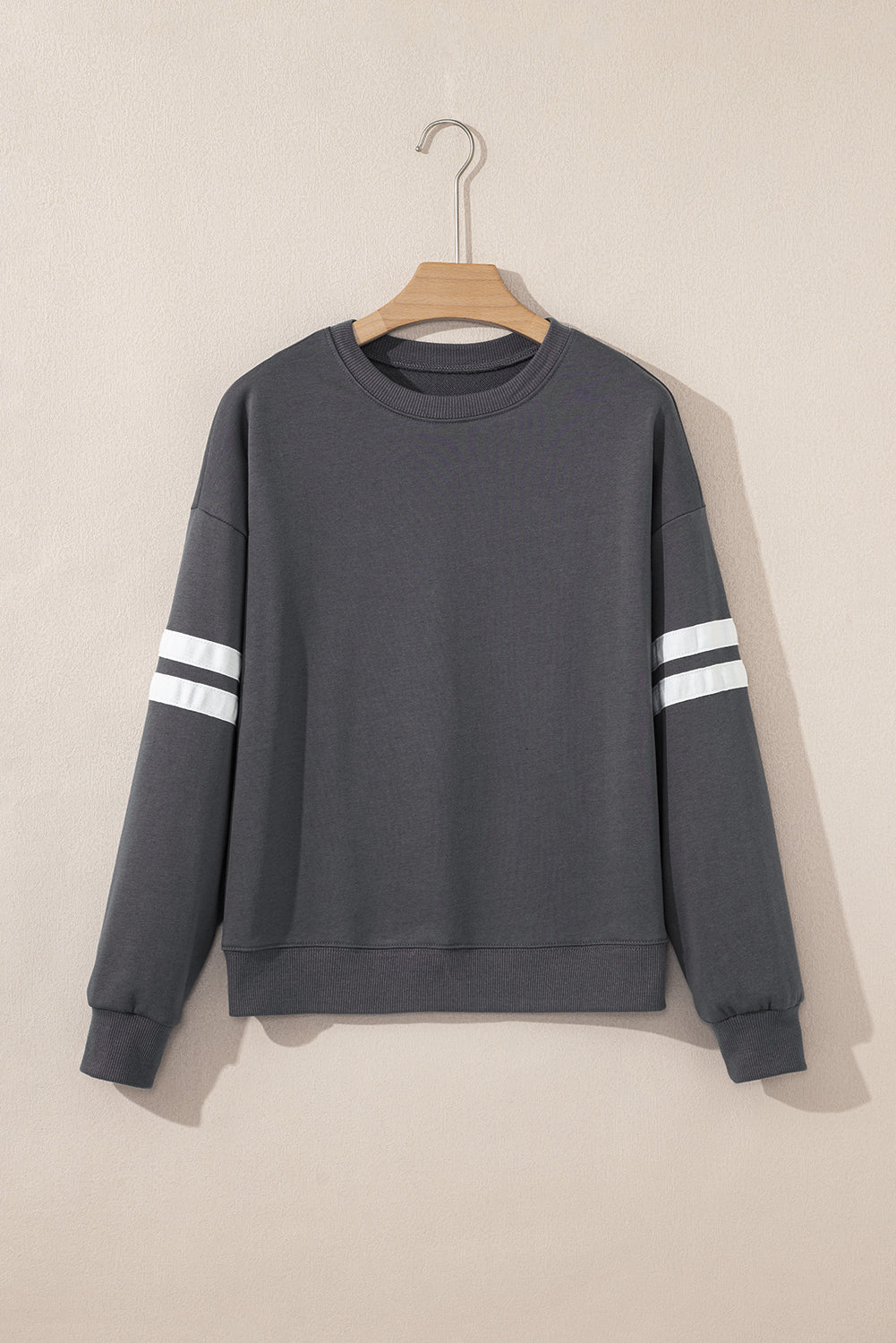 Sweat détails varsity, épaules tombantes, oversized — blanc