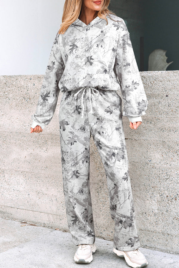 Hoodie femme camouflage, à capuche — gris clair