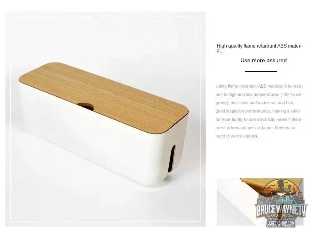 🔌 Boîte de Rangement Câbles avec Couvercle Bambou – Organisateur de Bureau Moderne - Legeekshop