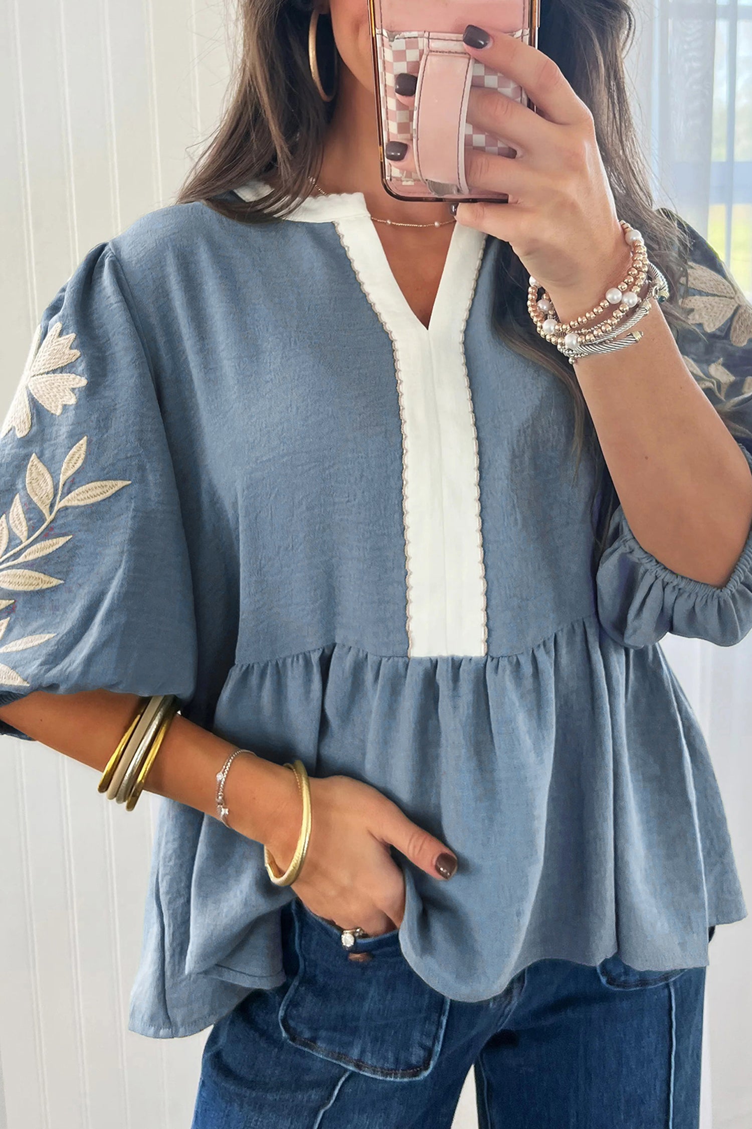 Smoke Green Color Block — Tops/Blouses & Shirts, vue 4, LeGeekShop
