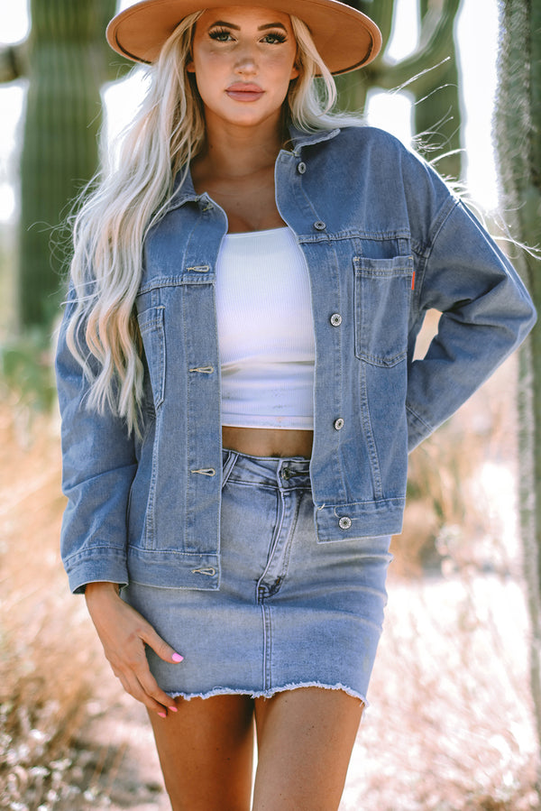 Veste femme poches, denim