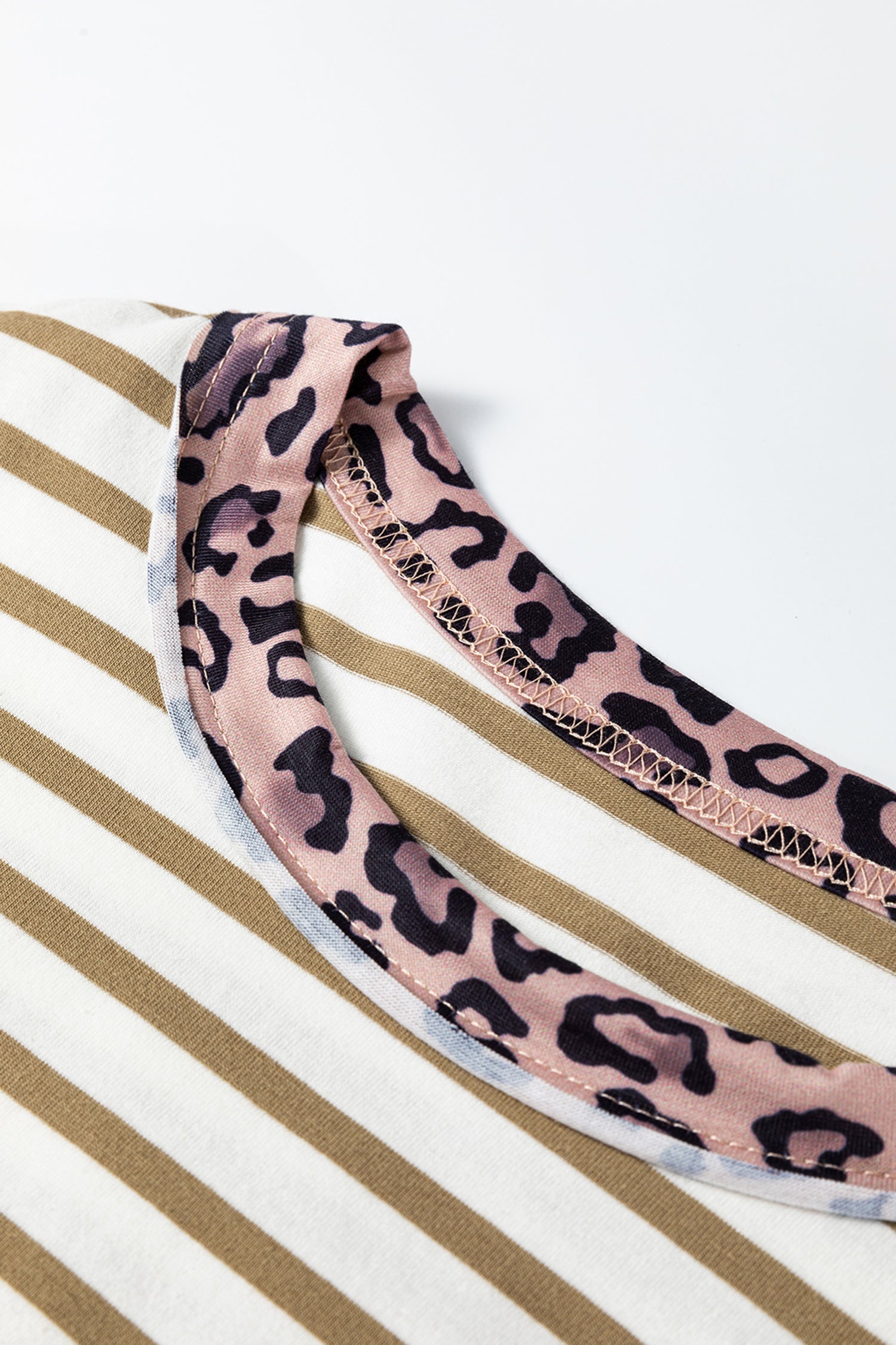 Khaki Stripe Leopard Patchwork — Tops/Tops & Tees, vue 6, LeGeekShop